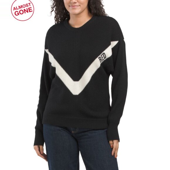 RED VALENTINO Black Wool Blend Logo Dolman Sweater - Picture 1 of 2